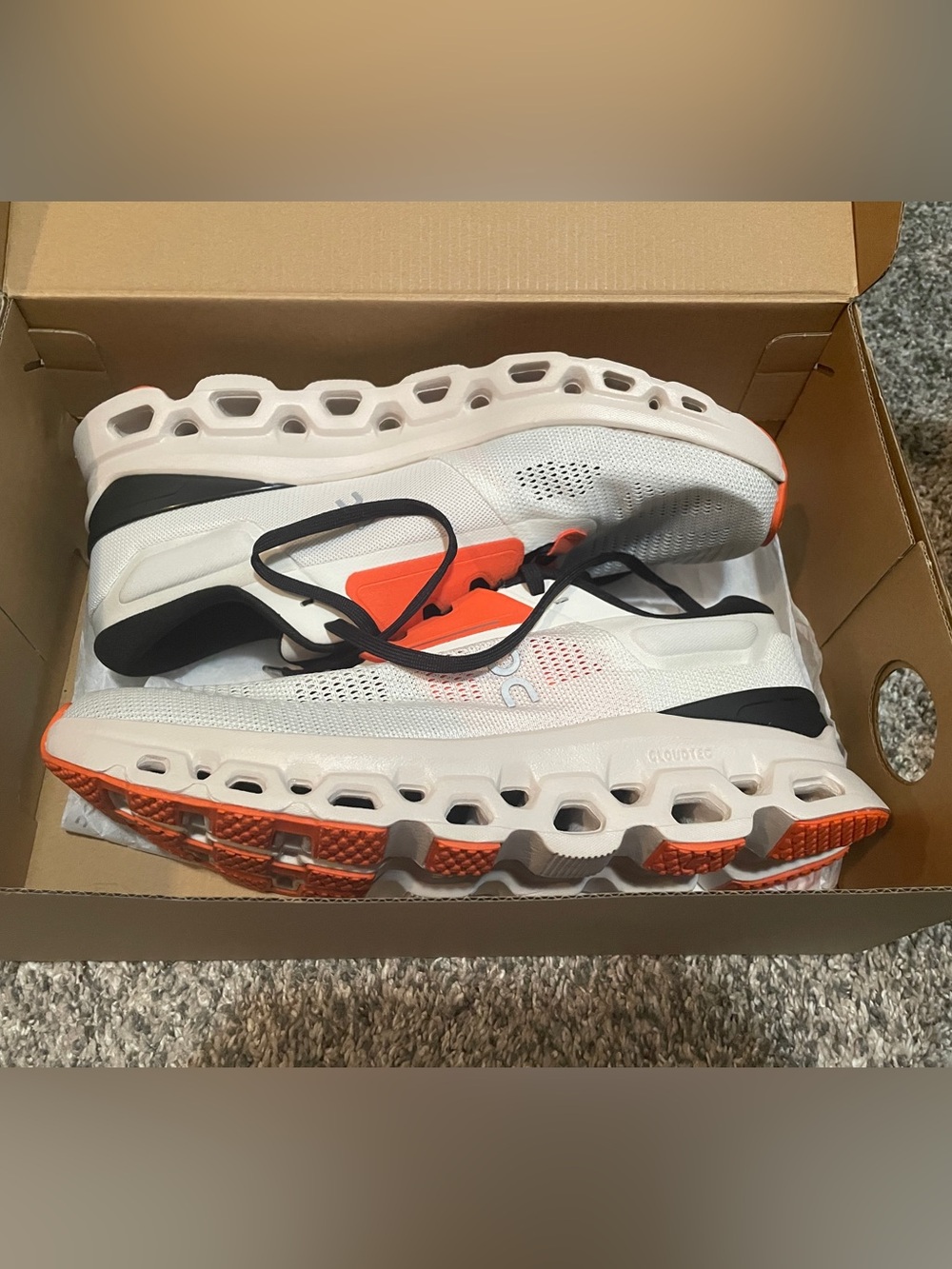 On Running Cloudstratus 3 - White and Orange Running Shoes